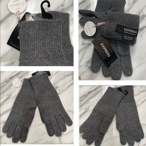 EXPRESS 100% GREY CASHMERE GLOVES